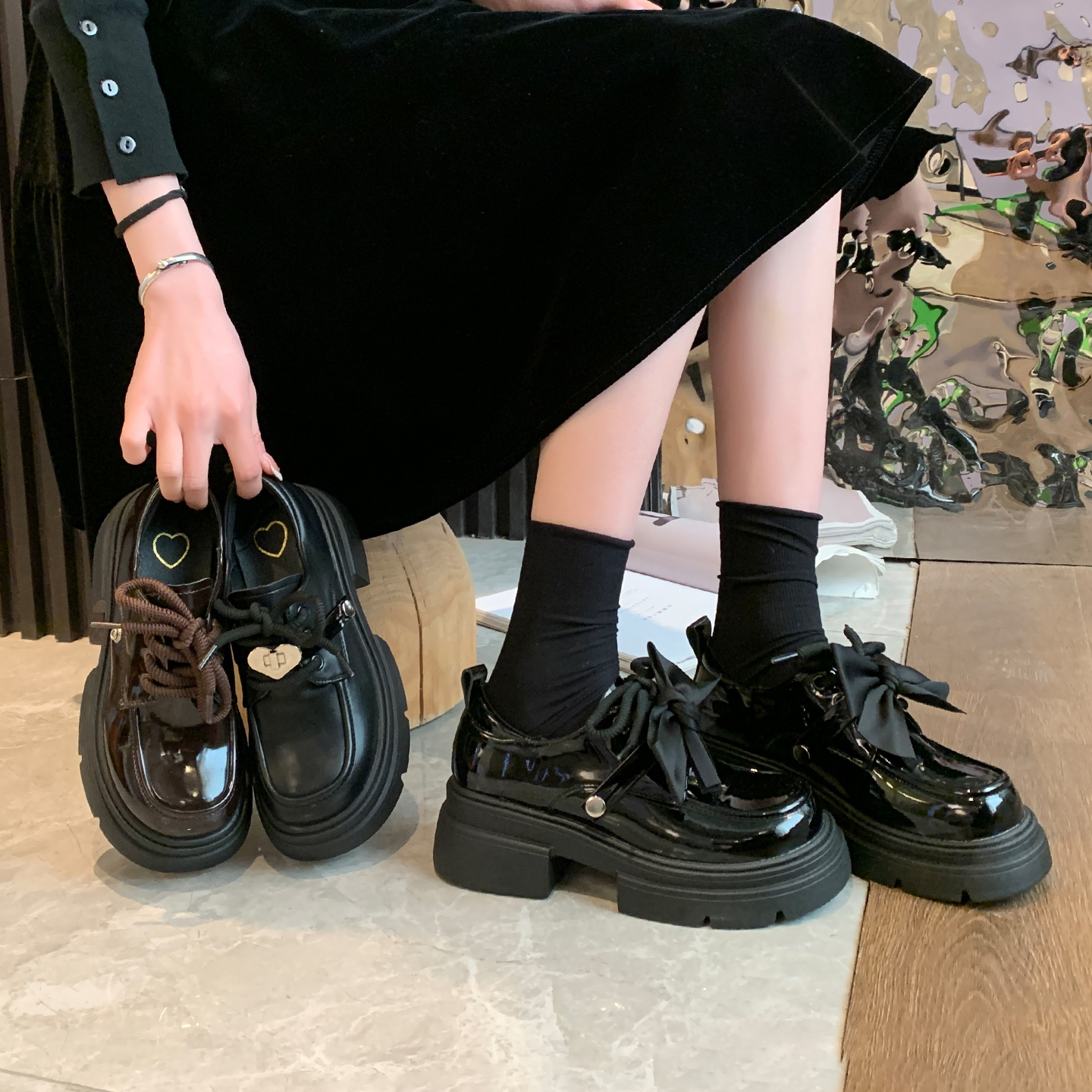 潮流小个子厚底百搭英伦风单鞋