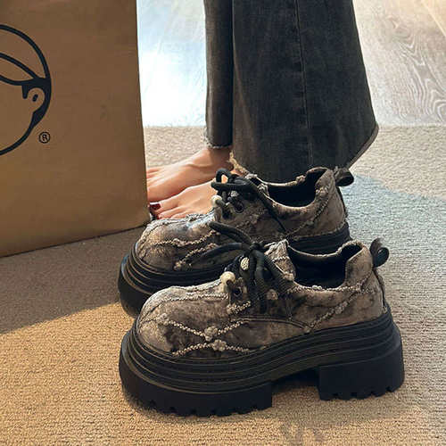 厚底女鞋子时尚增高乐福单鞋