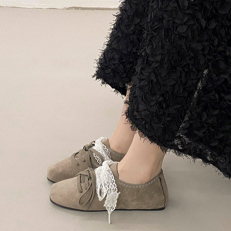 小众设计感复古方头棕色乐福鞋单鞋女春芭蕾风内增高春秋厚底鞋子