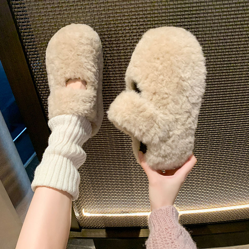 包头魔术贴外穿保暖一脚蹬懒人鞋