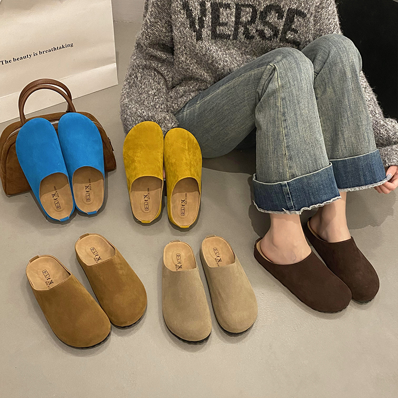 复古丑萌懒人一脚蹬外穿单鞋