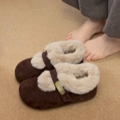 加绒保暖雪地棉鞋一脚蹬毛毛鞋