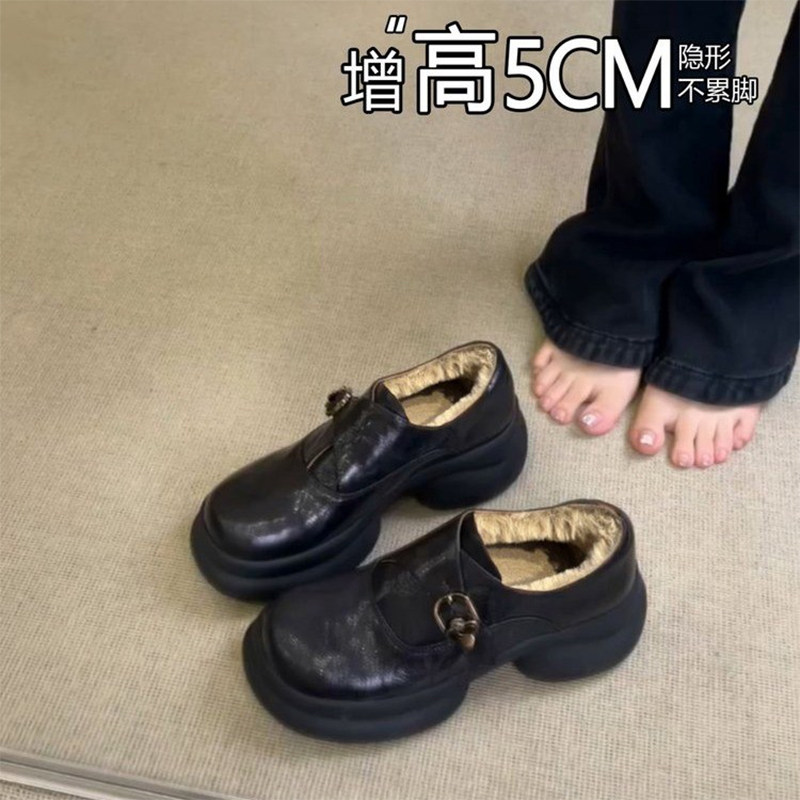 厚底加绒加厚小皮鞋女2025冬季新款保暖棉鞋英伦皮带扣单鞋乐福鞋,女鞋,乐福鞋（豆豆鞋）,淘宝优惠券,粉丝福利购,淘宝优惠卷