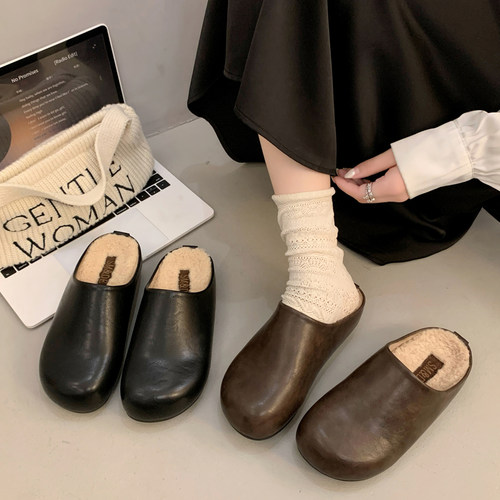 防水包头半拖鞋女秋冬外穿2025