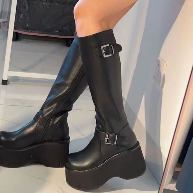 高级感小个子增高辣妹高筒骑士靴