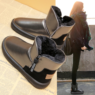 雪地靴女2024年新款 中筒防水防滑皮毛一体棉靴 冬加绒加厚保暖棉鞋