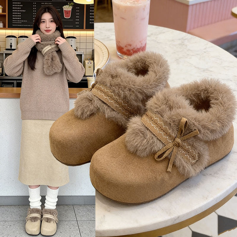 毛绒勃肯鞋女2026冬季加绒保暖全包蝴蝶结厚底棉鞋子毛毛鞋雪地靴,女鞋,勃肯鞋/软木鞋,淘宝优惠券,粉丝福利购,淘宝优惠卷