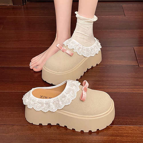 厚底增高公主勃肯包头半拖鞋