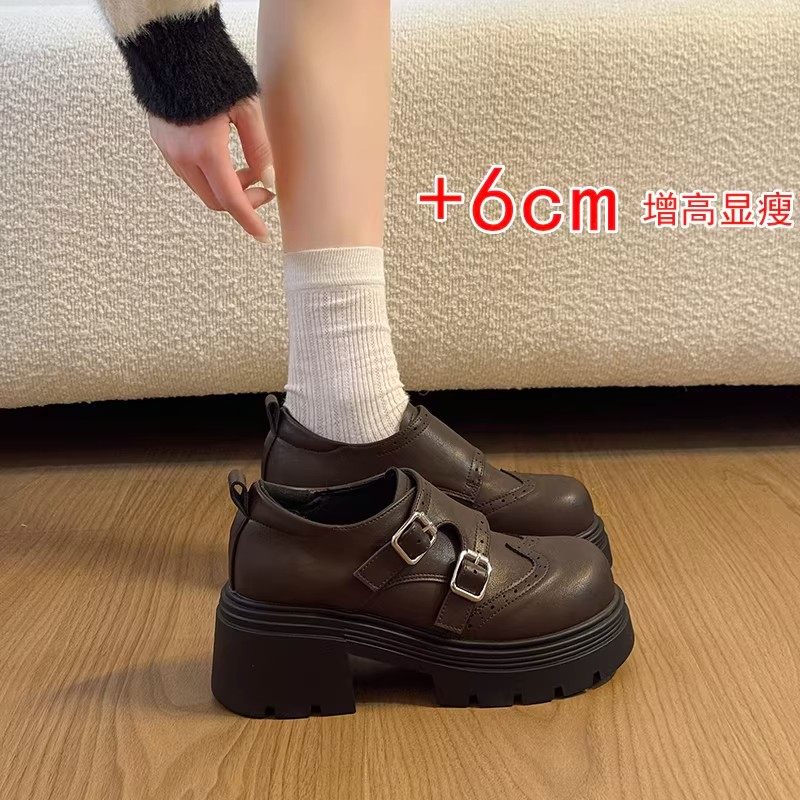 小个子英伦风乐福鞋女鞋2026新款厚底增高黑色小皮鞋通勤粗跟单鞋,女鞋,乐福鞋（豆豆鞋）,淘宝优惠券,粉丝福利购,淘宝优惠卷
