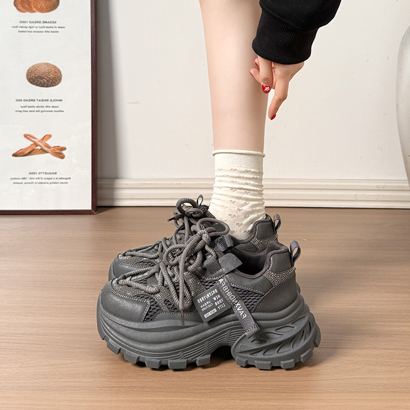 爆款松糕厚底老爹鞋女小个子增高2026超火新款春秋灰色运动休闲鞋,女鞋,老爹鞋,淘宝优惠券,粉丝福利购,淘宝优惠卷