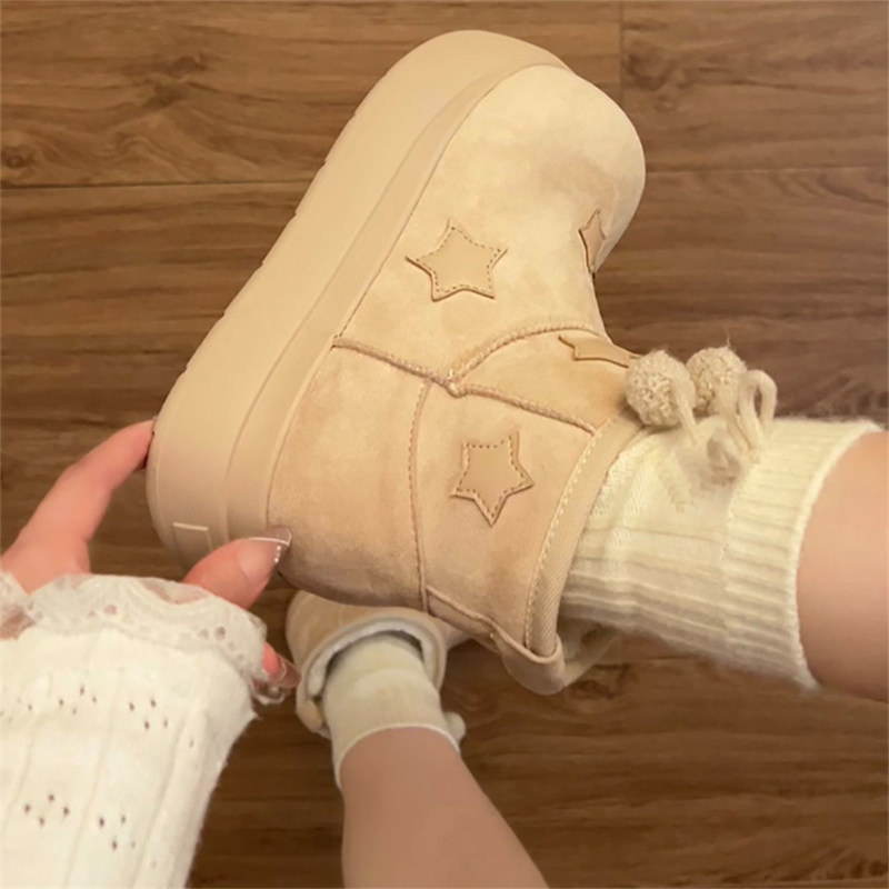 灰色东北加绒加厚防滑雪地靴女款2025冬季新款厚底保暖棉鞋子短靴,女鞋,棉鞋,淘宝优惠券,粉丝福利购,淘宝优惠卷