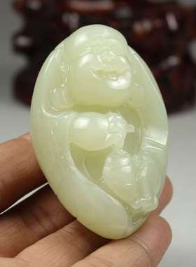 钱塘邮社  和田玉白玉 如意笑佛把件  送证