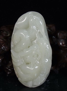 钱塘邮社   和田玉青白玉  生意兴隆  把件