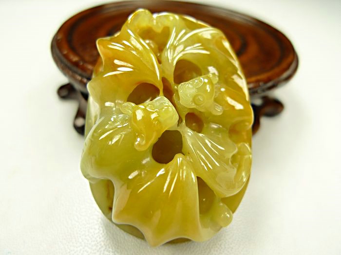 钱塘邮社 翡翠A货 冰糯种 黄翡翠 福临天下 挂件 送证