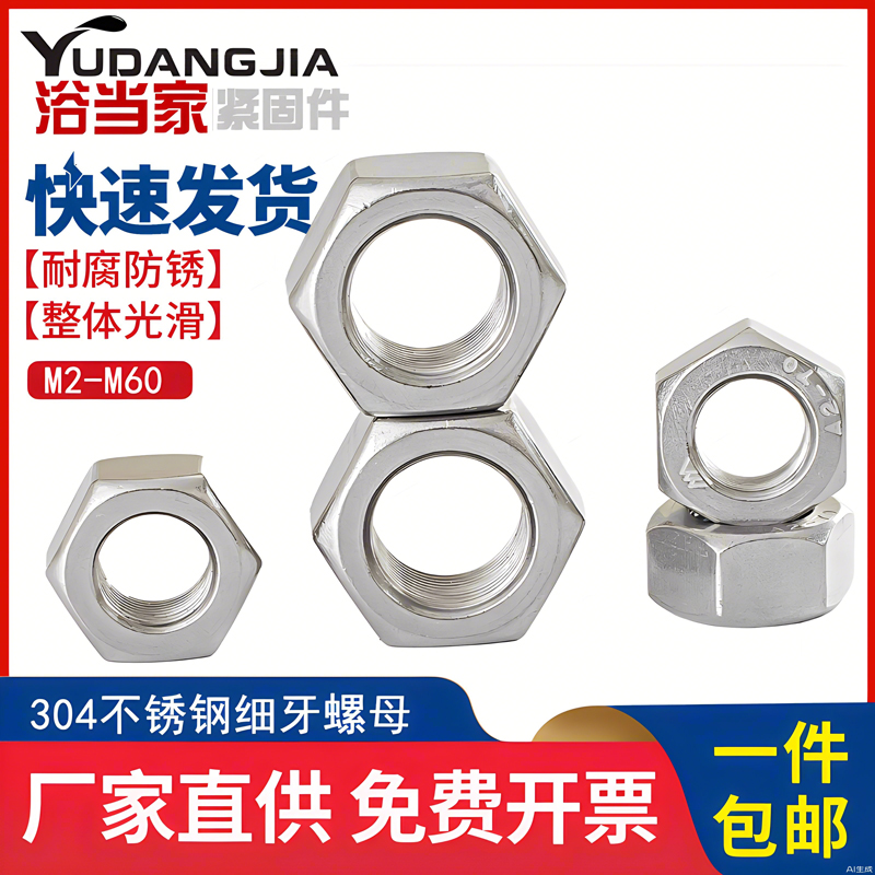 304不銹鋼細牙螺母左旋反絲
