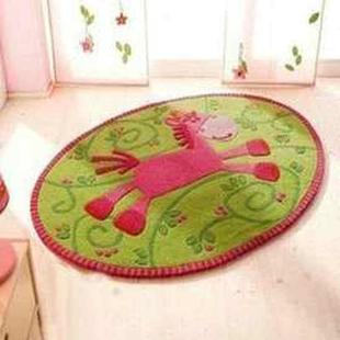 定制定做腈纶儿童卡通卧室地毯圆形儿童房爬行地毯幼儿园地毯Q2Io