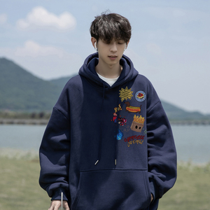 个性涂鸦连帽卫衣男春秋季日系cityboy户外学生帅气潮流重磅外套图片