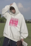 wassuphappy藏青色连帽卫衣男春秋季潮流字母休闲外套宽松上衣服，男装卫衣，电商A336