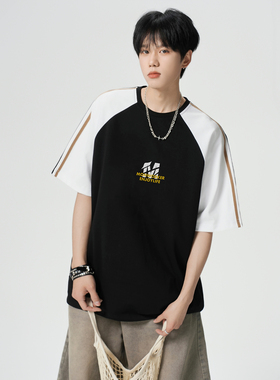 2025夏季新款拼色短袖T恤A336-THPSDX0030-P48-限价68（纯棉）