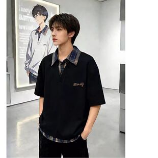 翻领短袖 潮流 A336 特P30 t恤韩版 修身 男潮牌夏季 CD29 polo衫