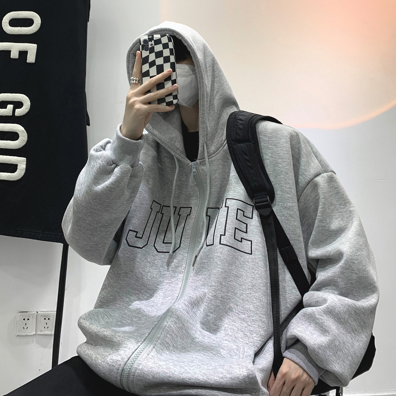 2024秋冬青春休闲开衫卫衣A336-AR780-P58(100聚脂钎维),男装卫衣,电商A336