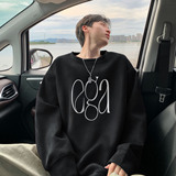 学生个性涂鸦圆领卫衣男秋季美式复古重磅cityboy宽松潮流上衣服T，男装卫衣，电商A336