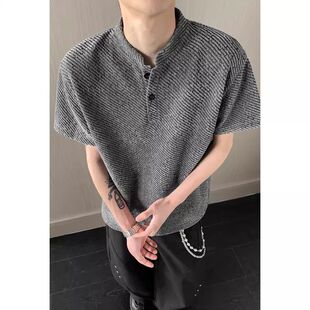 亨利领立领短袖 特P30 T025 复古潮牌 夏季 美式 T恤男2026新款 A336