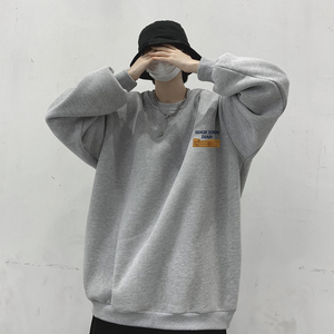 wassup happy圆领卫衣男春秋季潮牌慵懒风休闲外套青少年宽松上衣图片