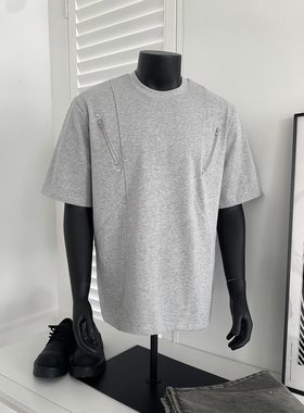 2025春夏新款拉链短袖T恤A336-GX0026-P45-限价68（纯棉）