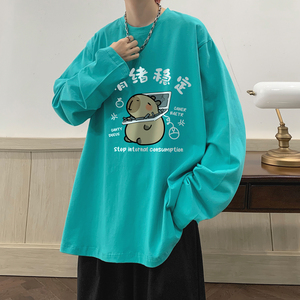 情绪稳定印花纯棉短袖t恤男夏季宽松重磅设计感衣服潮牌圆领半袖图片