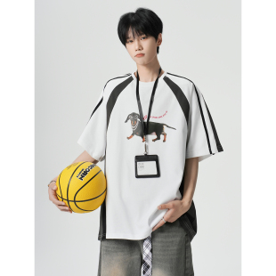 T恤A336 PSDX0014 P48 2025夏季 纯棉 拼色短袖 限价68 新款