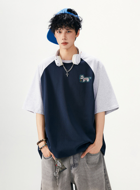 2025夏季新款拼色短袖T恤A336-THPSDX0031-P48-限价68（纯棉）