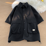 夏季新款大口袋短袖衬衫A336-DX80-P55-限价78（100聚酯纤维），男装衬衫，电商A336
