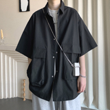 夏季新款大口袋短袖衬衫A336-DX80-P55-限价78（100聚酯纤维），男装衬衫，电商A336