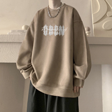 美式高街圆领卫衣男秋季潮牌字母印花设计感重磅纯棉黑色长袖T恤，男装卫衣，电商A336