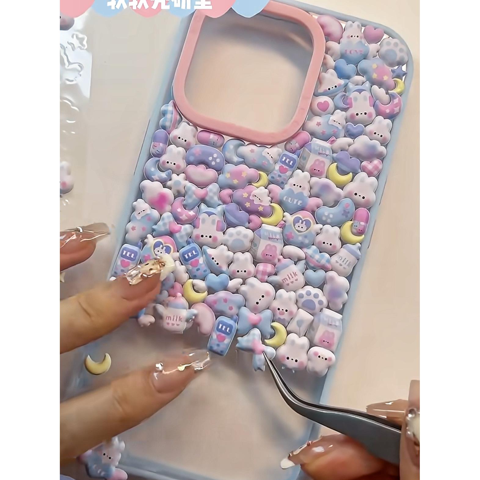 可爱晚安兔少女心小鼻嘎泡泡贴纸手机壳diy素材咕卡手帐立体贴画