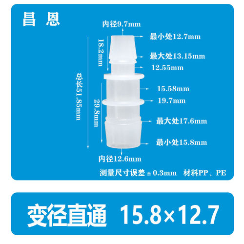 5/8*1/2英寸15.8*12.7软管变径直通塑料宝塔接头二通气管接头水嘴