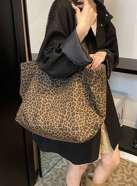 韩系小众豹纹帆布包女春夏新款
