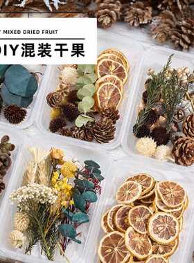 圣诞干果干花盒肉桂松果diy