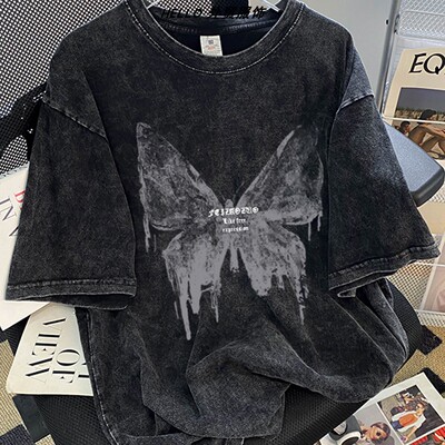 Oversized Washed Vintage T-Shirt 欧美大码宽松水洗做旧T恤