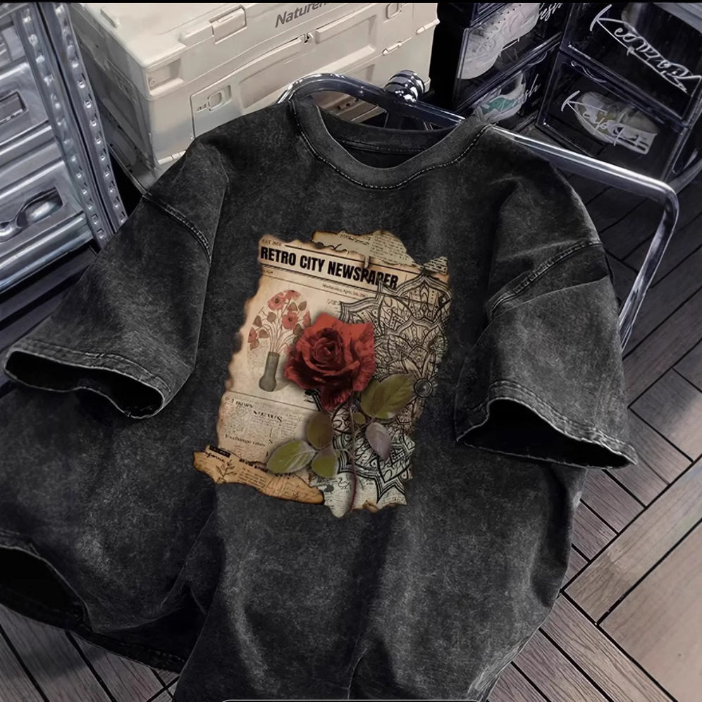 Hip-hop washed vintage T-shirt 嘻哈风水洗做旧重磅短袖T恤
