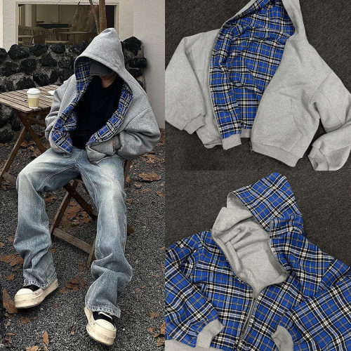 Double sided zipper sweatshirt jacket 简约双面穿拉链卫衣外套