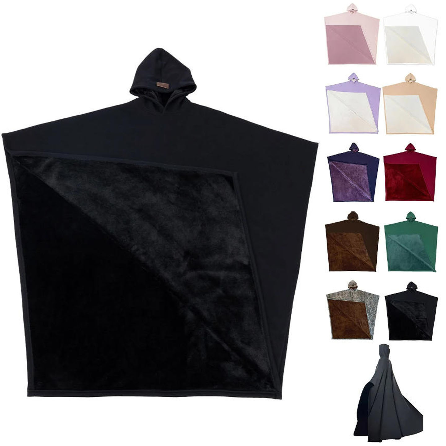 Cloak Hoodie Loose 欧美宽松连帽纽扣毛呢斗篷长袍上衣男女同款