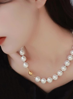 温柔vintage金球磁铁扣珍珠项链