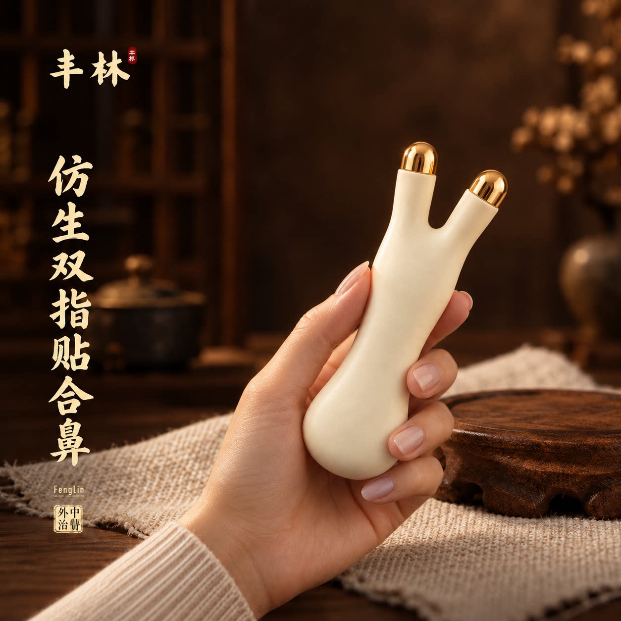 黄铜头面部拨筋按摩器经络鼻子梁搓耳穴位眼睛提拉全脸点穴棒