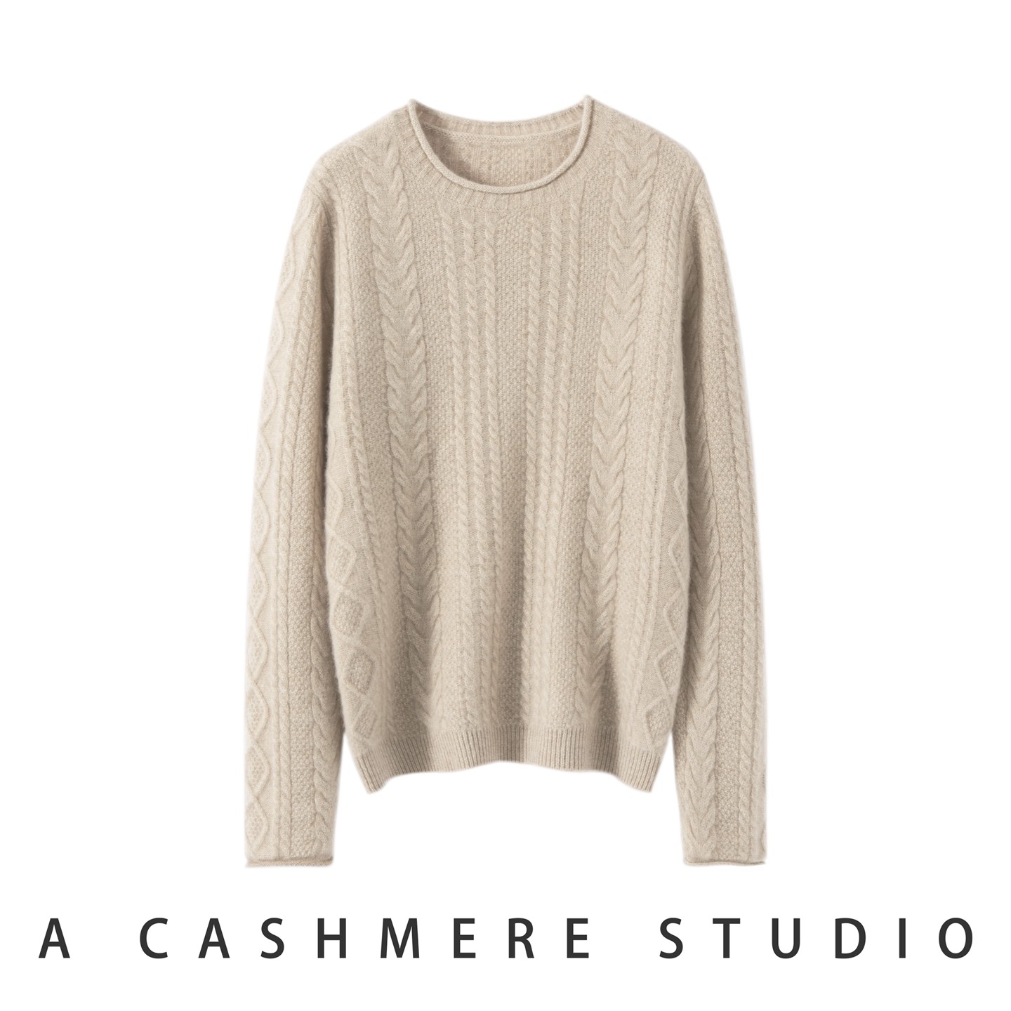 轻奢极简风圆领100%山羊绒衫女加厚宽松针织套头麻花纹打底衫毛衣,女装/女士精品,羊绒衫,淘宝优惠券,粉丝福利购,淘宝优惠卷