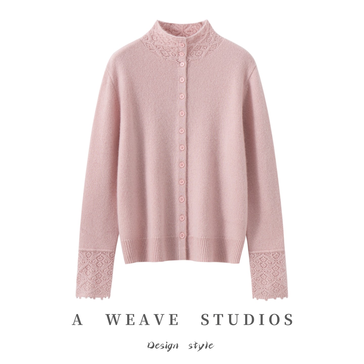 法式镂空钩花半高领100%纯山羊绒开衫女长袖洋气减龄软糯外搭毛衣,女装/女士精品,羊绒衫,淘宝优惠券,粉丝福利购,淘宝优惠卷