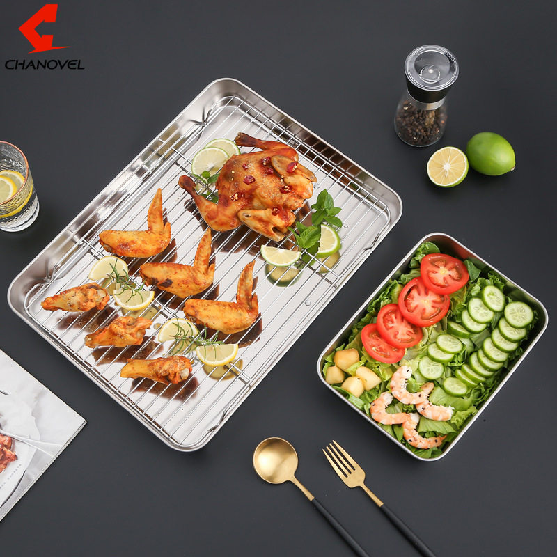 Baking Tray Removable Cooling Rack BBQ Dish Grill Mesh 烤盘