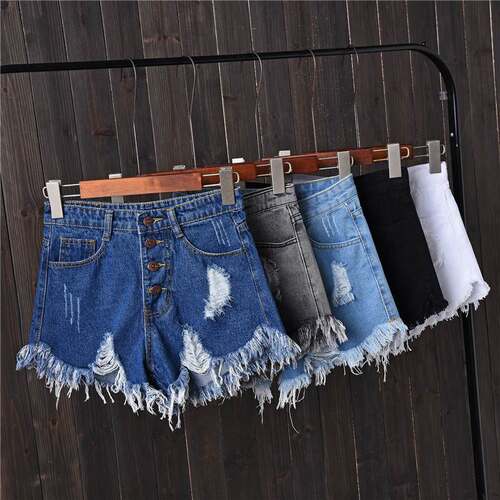 short jeans four button shorts Women with S to 6XL plus size