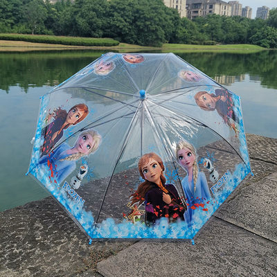 冰雪奇缘雨伞透明小学生女孩儿童卡通伞幼儿园女童长柄艾莎公主伞